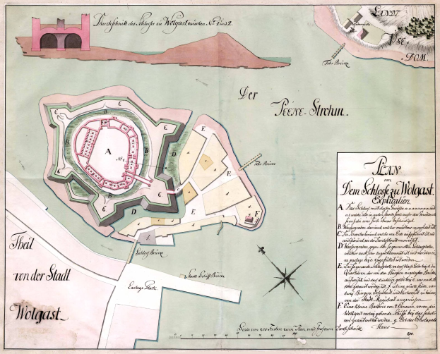 Eine detaillierte Karte von Köln, Deutschland, die eine zentrale Festung zeigt, die von grüner Landschaft umgeben ist, mit begleitendem Text, der historische und kulturelle Informationen über die Stadt bereitstellt.