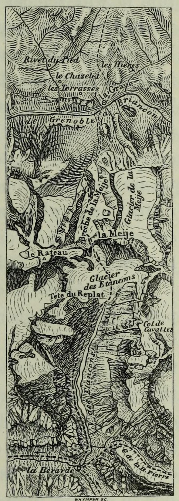 Eine Schwarz-Weiß-Topografische Karte des Rheins, die Höhenangaben, Geländekonturen und Text zur Kennzeichnung von Städten, Dörfern und geographischen Merkmalen zeigt.