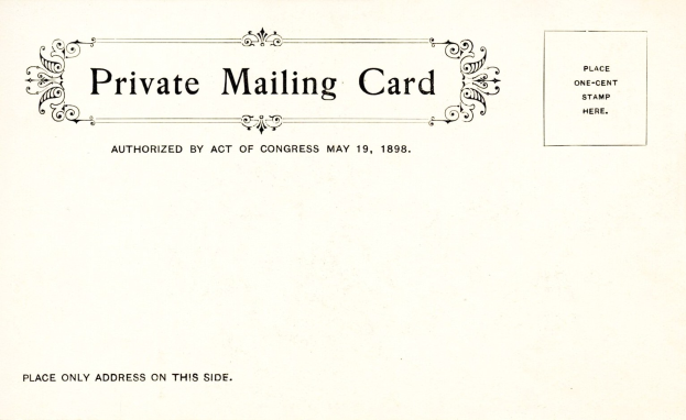 Private Postkarte mit Schwarz-Weiß-Design und Textangabe des Zwecks.