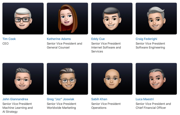 Eine Gruppe animierter Personen mit verschiedenen Gesichtsausdrücken, begleitet von dem Text "Senior Vice President and General Counsel", der eine Bewegung und Energie vermittelt.