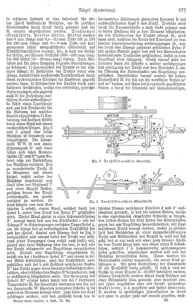 Eine Buchseite mit einer Maschine, die den Text "Deutsches Patent 977,977" anzeigt und von mehreren Bildern der Maschine umgeben ist.