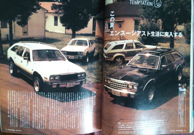 Ein Magazinumschlag mit Fahrzeugen, Haeusern, Baeumen, Gras, einer Strasse und dem Himmel, mit einer Person auf der rechten Seite und Text auf dem Umschlag.