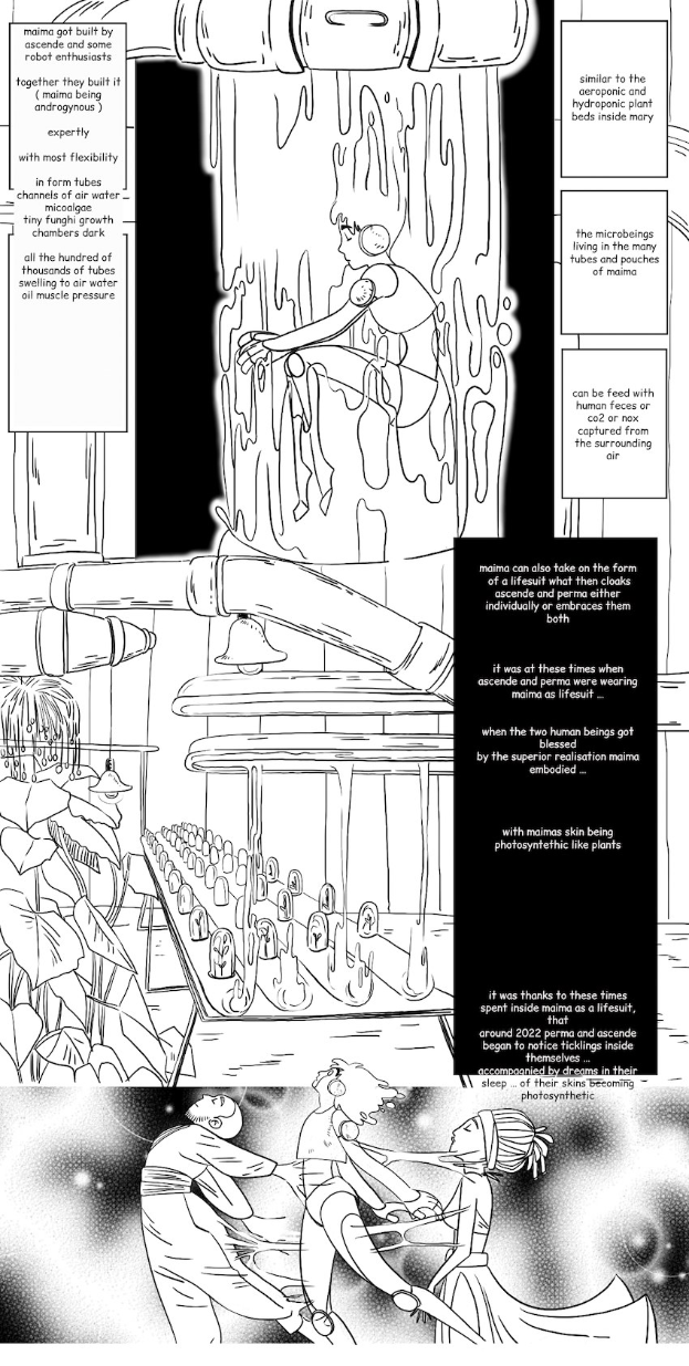 Comicseite mit zwei Charakteren in einem Raum, ein Mann in einem blauen Hemd mit entschlossener Miene und eine Frau, die bewundernd zu ihm aufschaut, aus "The Legend of Heroes: Trails of Cold Steel III" mit einem tiefblauen Hintergrund und Sternen.