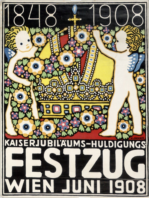 Plakat für ein Festival in Wien, Österreich, mit einem Bild von zwei Kindern, die Arm in Arm stehen und Festivaldetails.