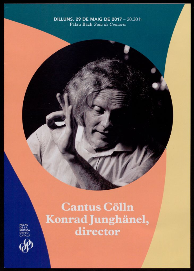 Ein Plakat mit einem Bild von Cantus Collin und Konrad Junghänel, wahrscheinlich mit Informationen über ein Konzert.