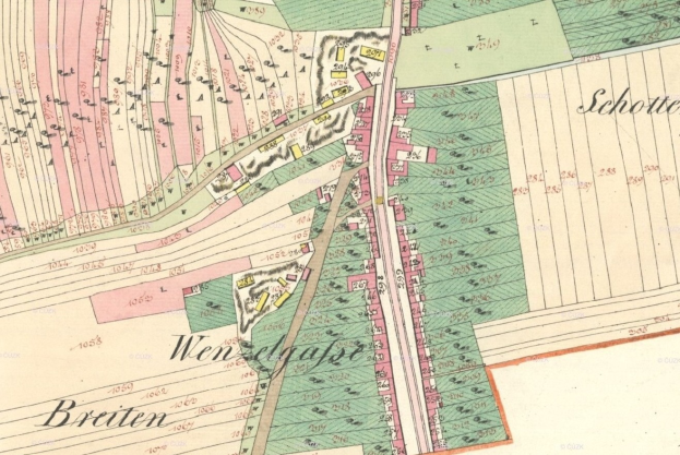 Ein detaillierter alter Stadtplan von Wien, Deutschland, der Straßen, Gebäude und Sehenswürdigkeiten zeigt, mit Text oben und unten.
